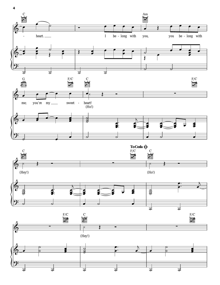 Ho Hey Piano, Vocal, Guitar scores gallery preview page 4