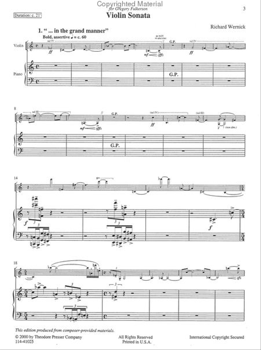 Violin Sonata Violin Sonata Chamber Music scores gallery preview page 2