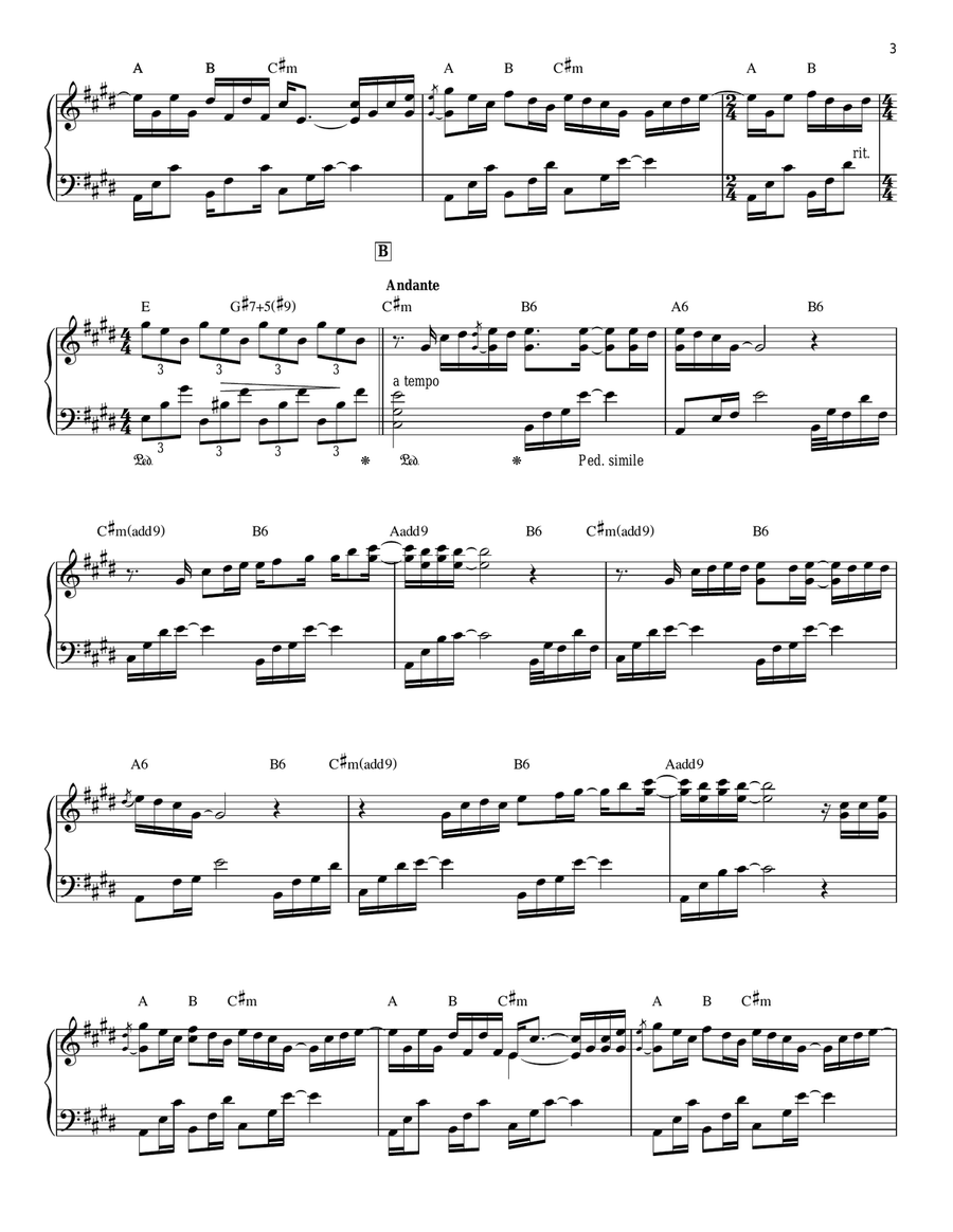 Longing Piano Solo scores gallery preview page 3