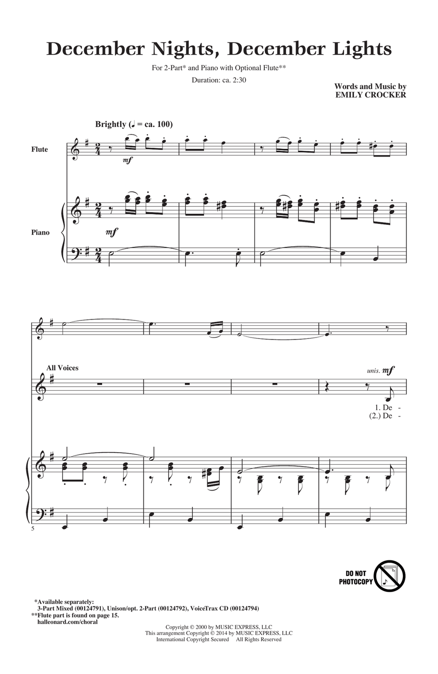 December Nights, December Lights Unison Choir scores gallery preview page 1