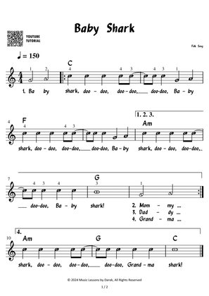Baby shark (VERY EASY PIANO) Children's Song [Folk Song]
