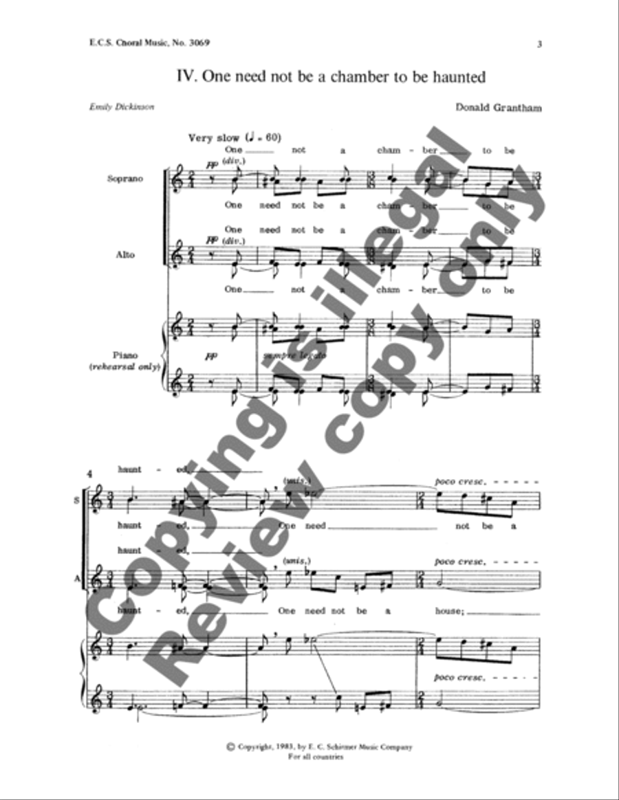 Dickinson Settings: One Need Not be a Chamber 4-Part scores gallery preview page 6