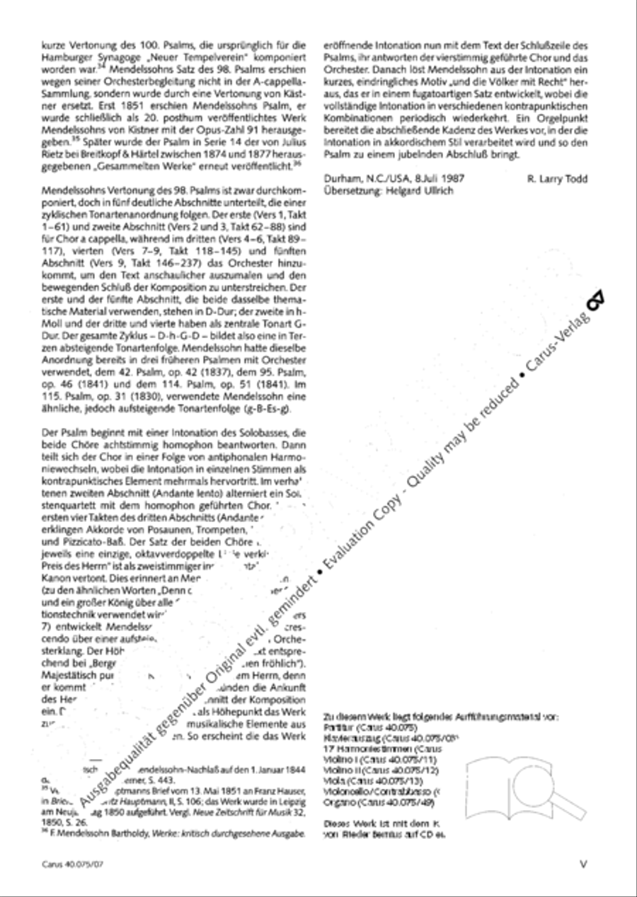 Psalm 98 (Der 98. Psalm) 4-Part scores gallery preview page 6