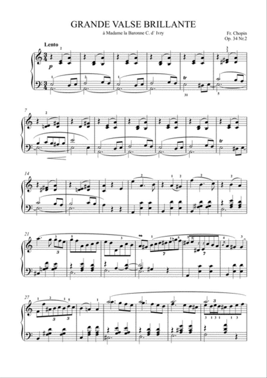 Waltz in A minor, Op. 34, No. 2 for piano solo Piano Solo scores gallery preview page 2