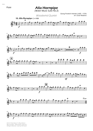 Alla Hornpipe by Handel - Woodwind Quartet (Individual Parts)