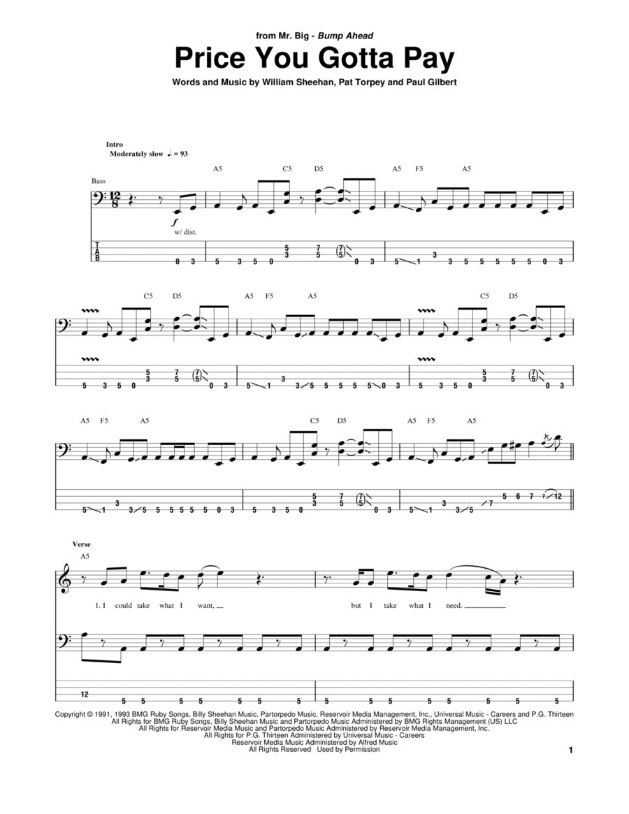 Price You Gotta Pay Guitar Tablature scores gallery preview page 1