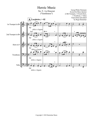 Heroic Music - No. 9. La Douceur (Bb) (Brass Quintet - 2 Trp, 1 Hrn, 1 Trb, 1 Tuba)