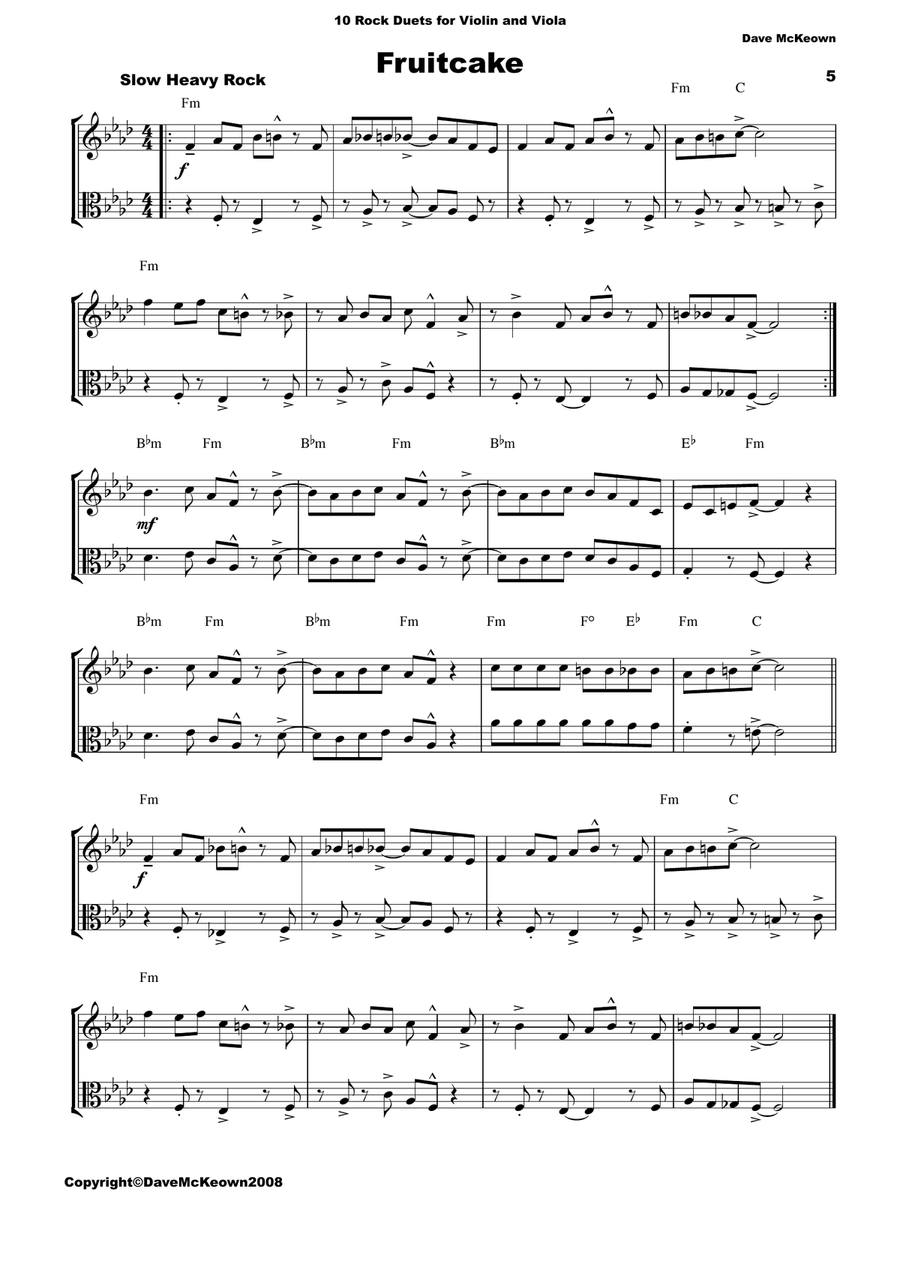 10 Rock Duets for Violin and Viola String Duet scores gallery preview page 5