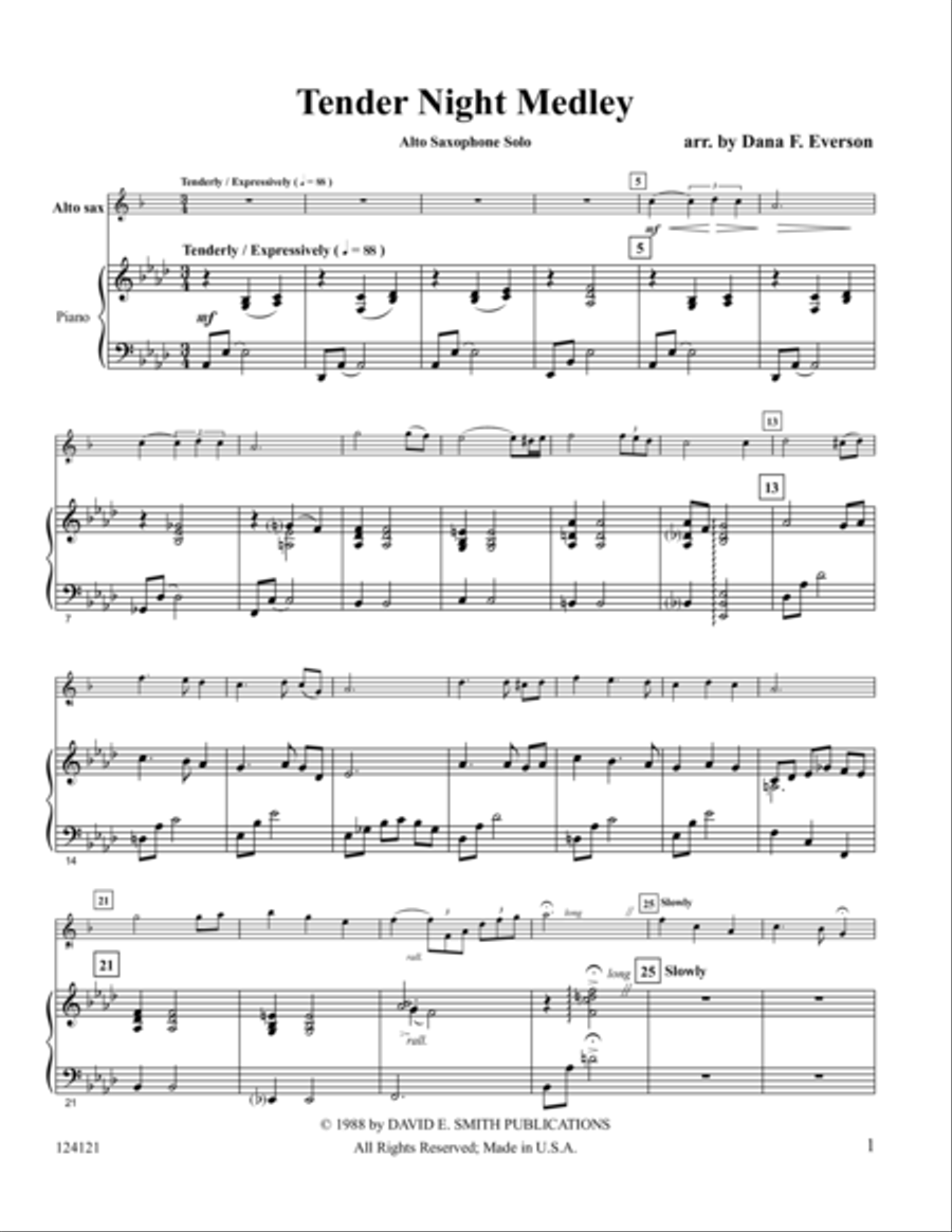 Tender Night Medley Alto Saxophone scores gallery preview page 1
