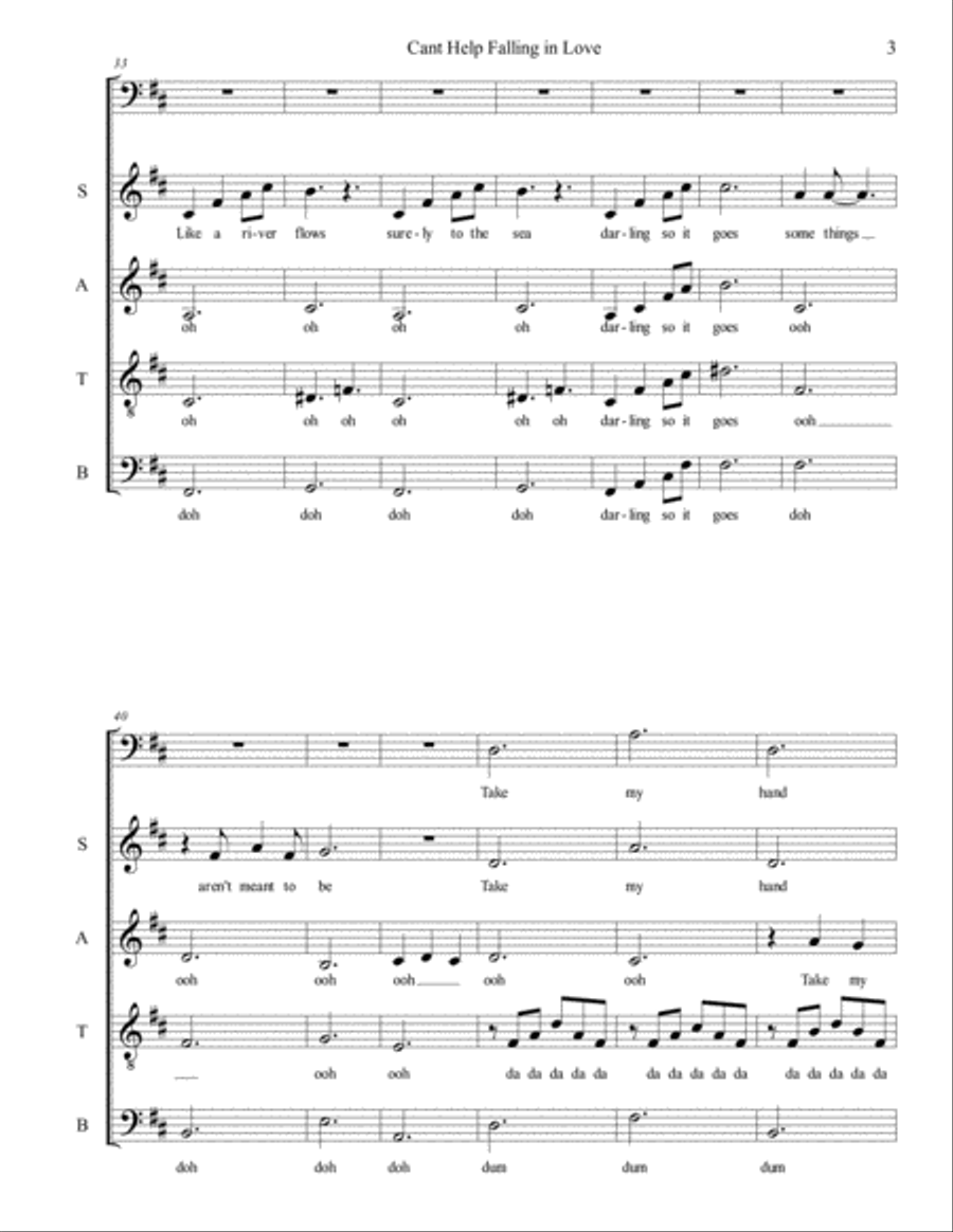 Can't Help Falling In Love 4-Part scores gallery preview page 3