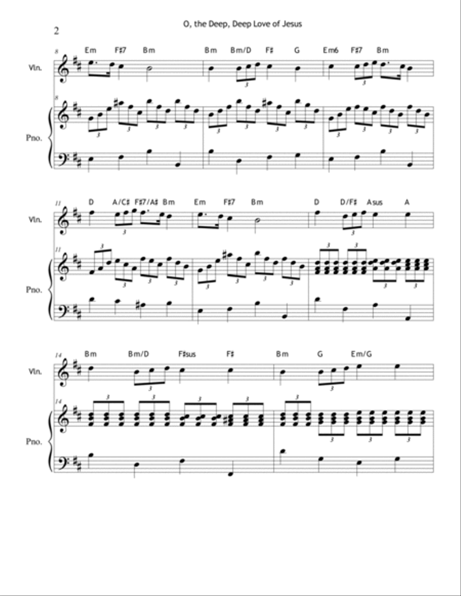 O, the Deep, Deep Love of Jesus (Violin & Piano) Violin Solo scores gallery preview page 2