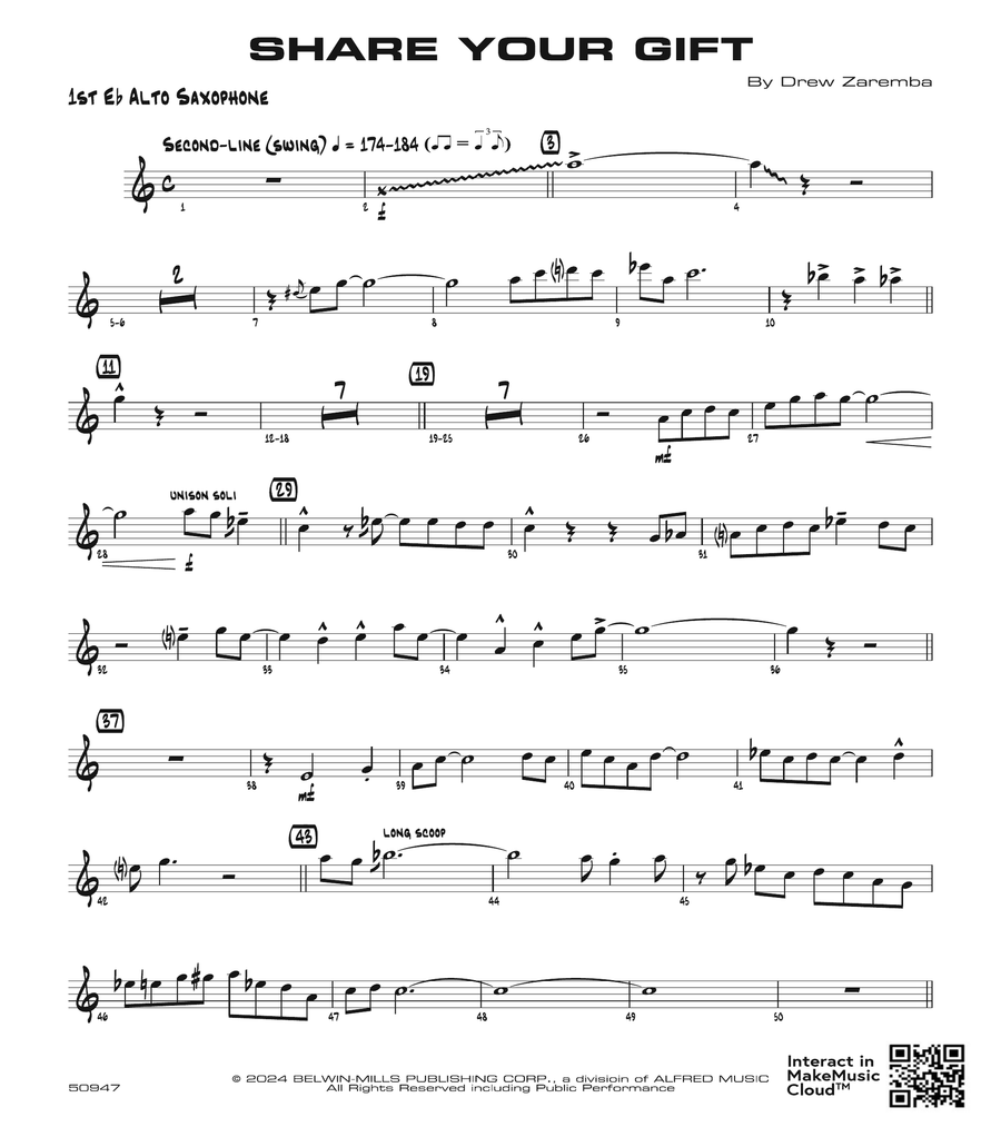 Share Your Gift: E-flat Alto Saxophone Alto Saxophone scores gallery preview page 1