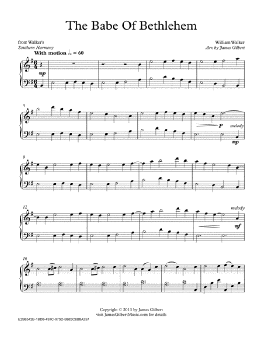 The Babe Of Bethlehem The Babe Of Bethlehem Piano Solo scores gallery preview page 1