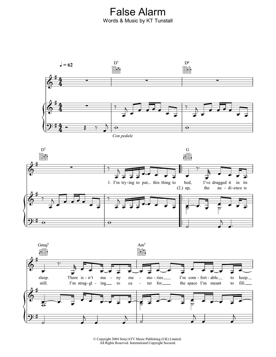 False Alarm Piano, Vocal, Guitar scores gallery preview page 1
