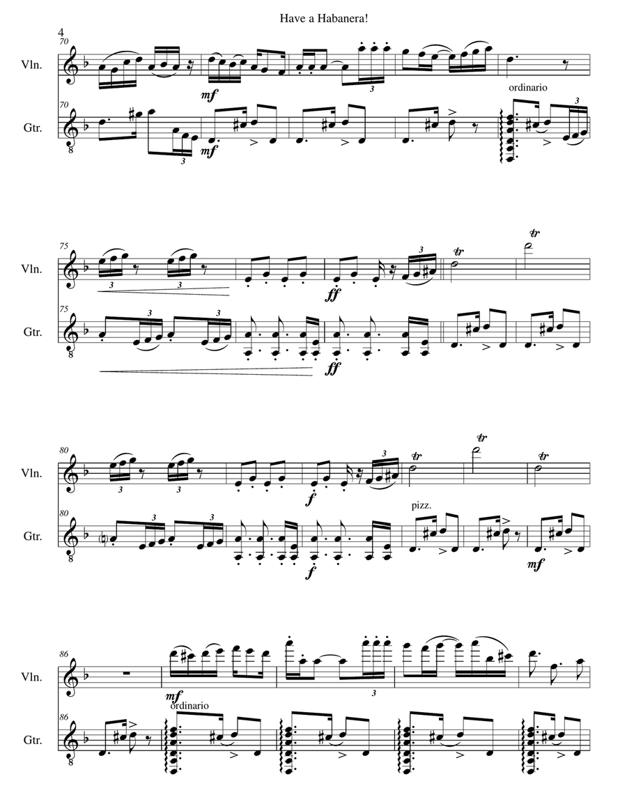 Have a Habanera for violin and guitar String Duet scores gallery preview page 4