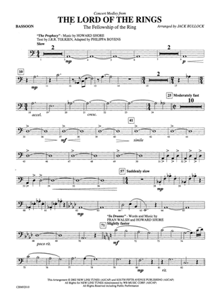 The Lord of the Rings: The Fellowship of the Ring, Concert Medley from: Bassoon