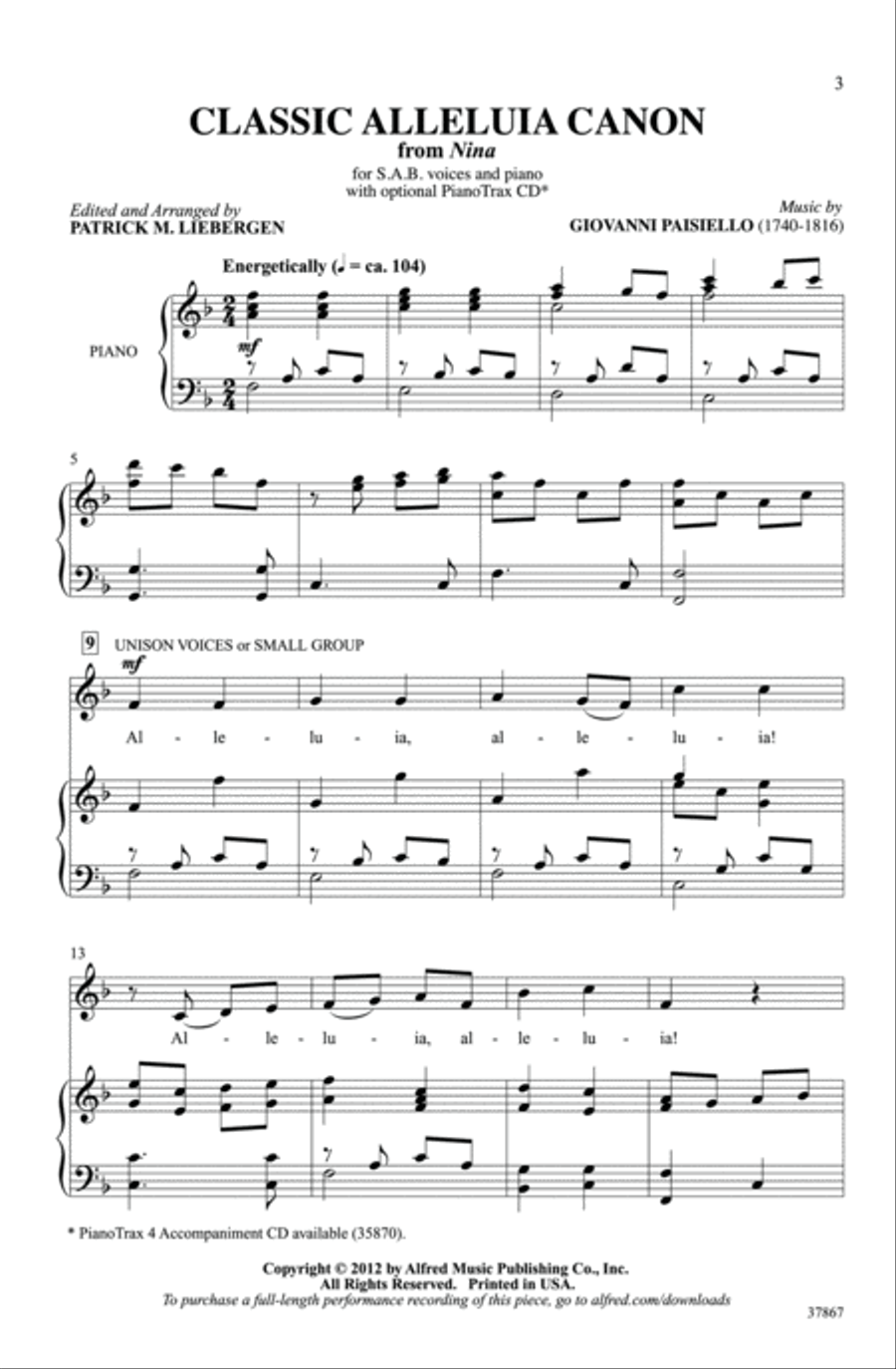 Classic Alleluia Canon 3-Part scores gallery preview page 2