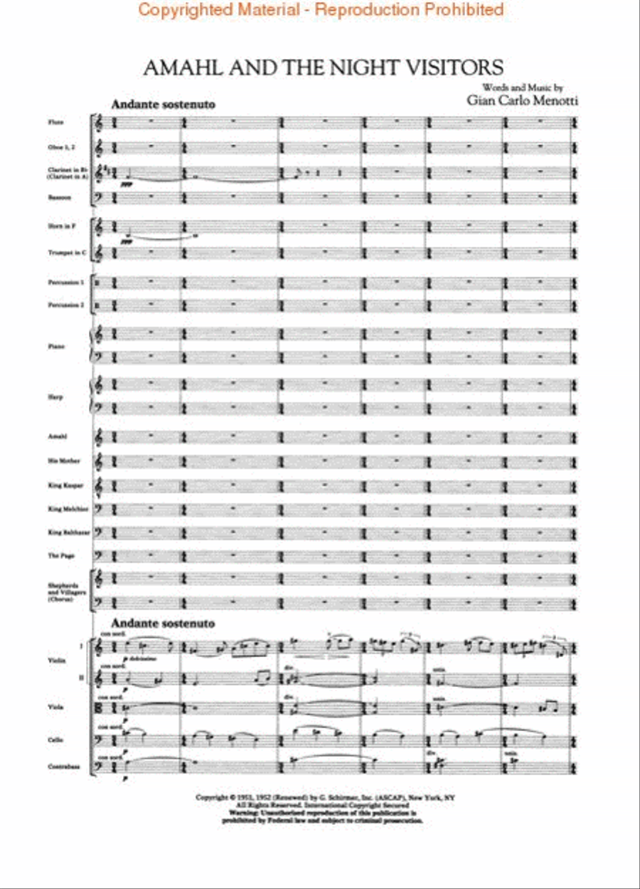 Amahl and the Night Visitors Orchestra scores gallery preview page 2