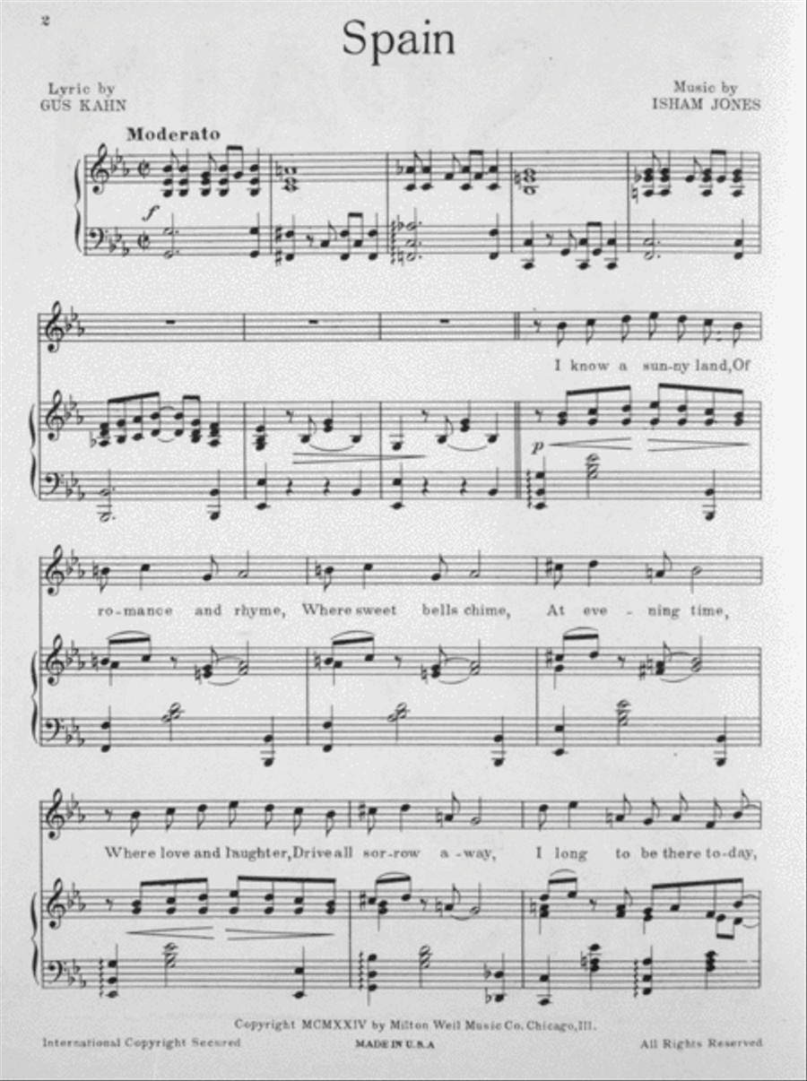 Spain. An Isham Jones Melody Voice scores gallery preview page 2