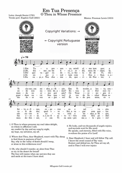Variations on "O Thou in Whose Presence" for Organ (Variações sobre "Em Tua Presença" para Órgã image number null