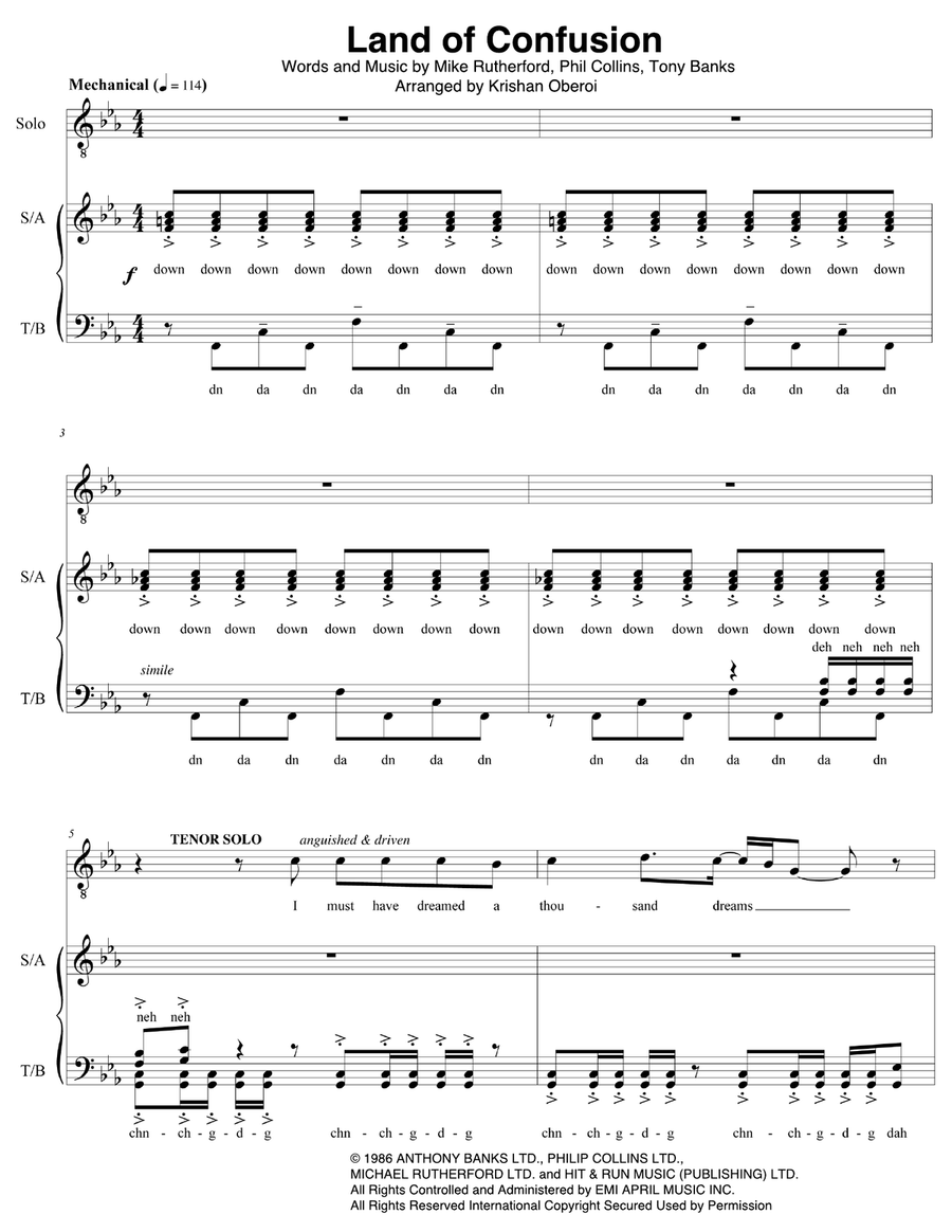 Land Of Confusion 4-Part scores gallery preview page 1