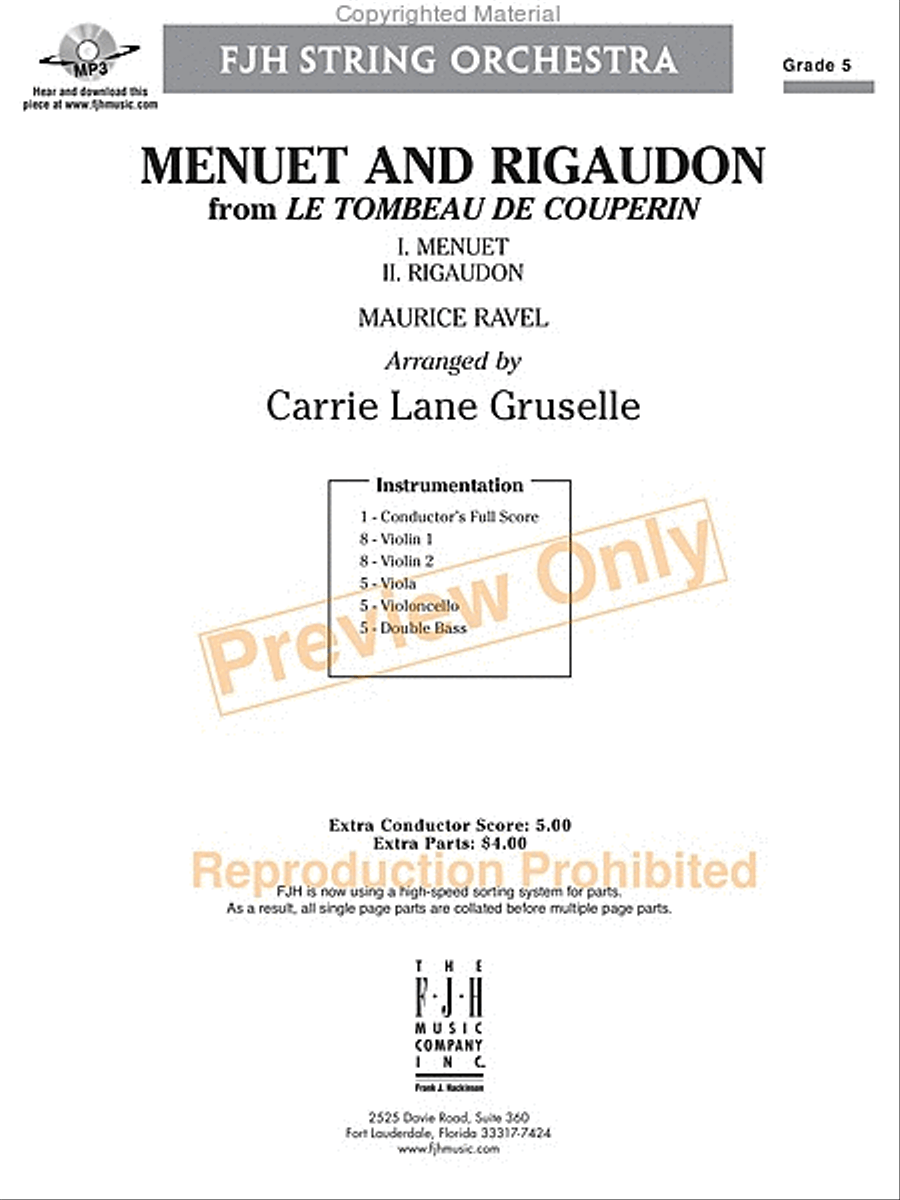 Menuet and Rigaudon String Orchestra scores gallery preview page 2