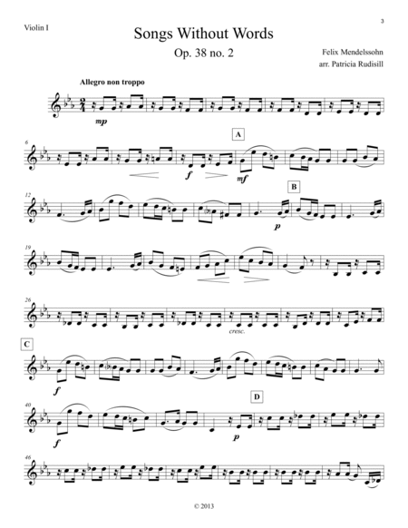 Mendelssohn: Songs Without Words, arr. for string quartet image number null