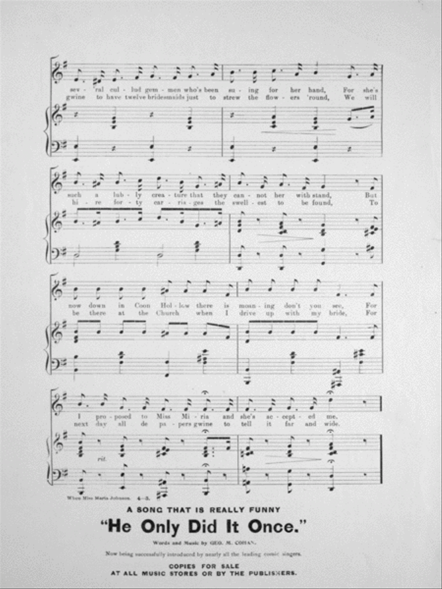 Williams & Walker's Great Negro Song, When Miss Maria Johnson Marries Me Voice scores gallery preview page 3