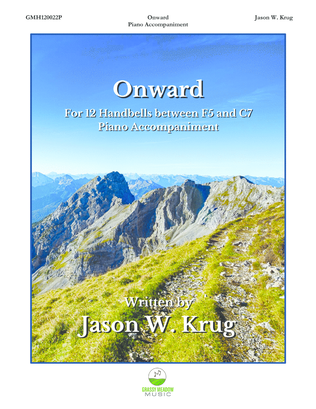 Book cover for Onward (piano accompaniment to 12 handbell version)