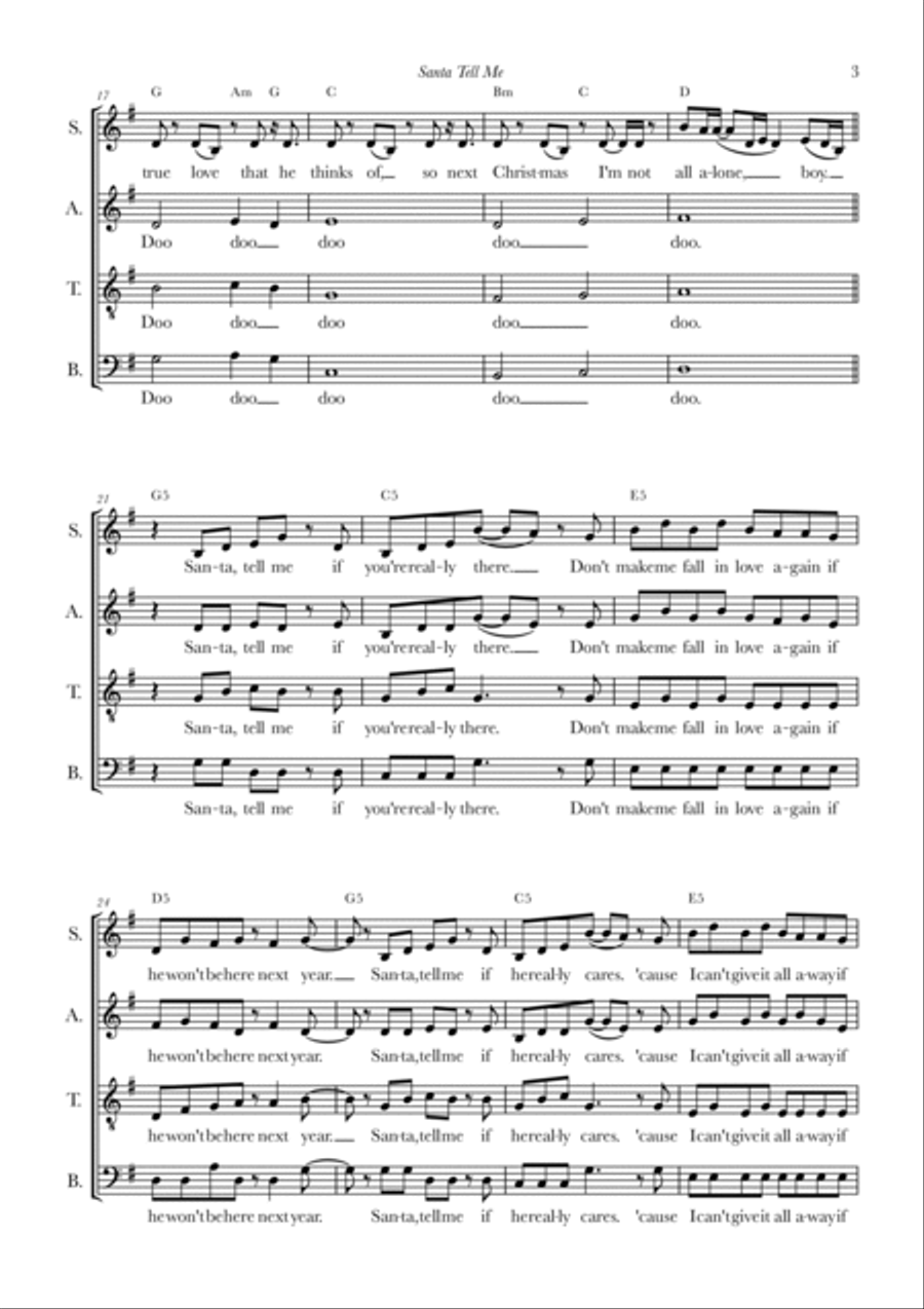 Santa Tell Me 4-Part scores gallery preview page 3