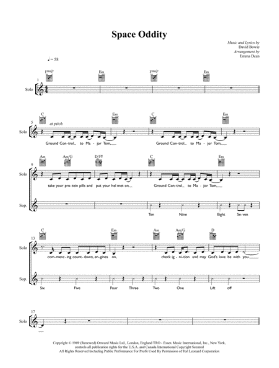 Space Oddity 4-Part scores gallery preview page 1