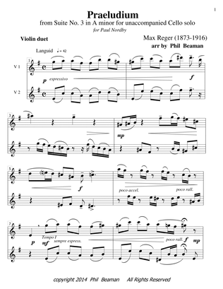 Praeludium - Reger- Violin duet