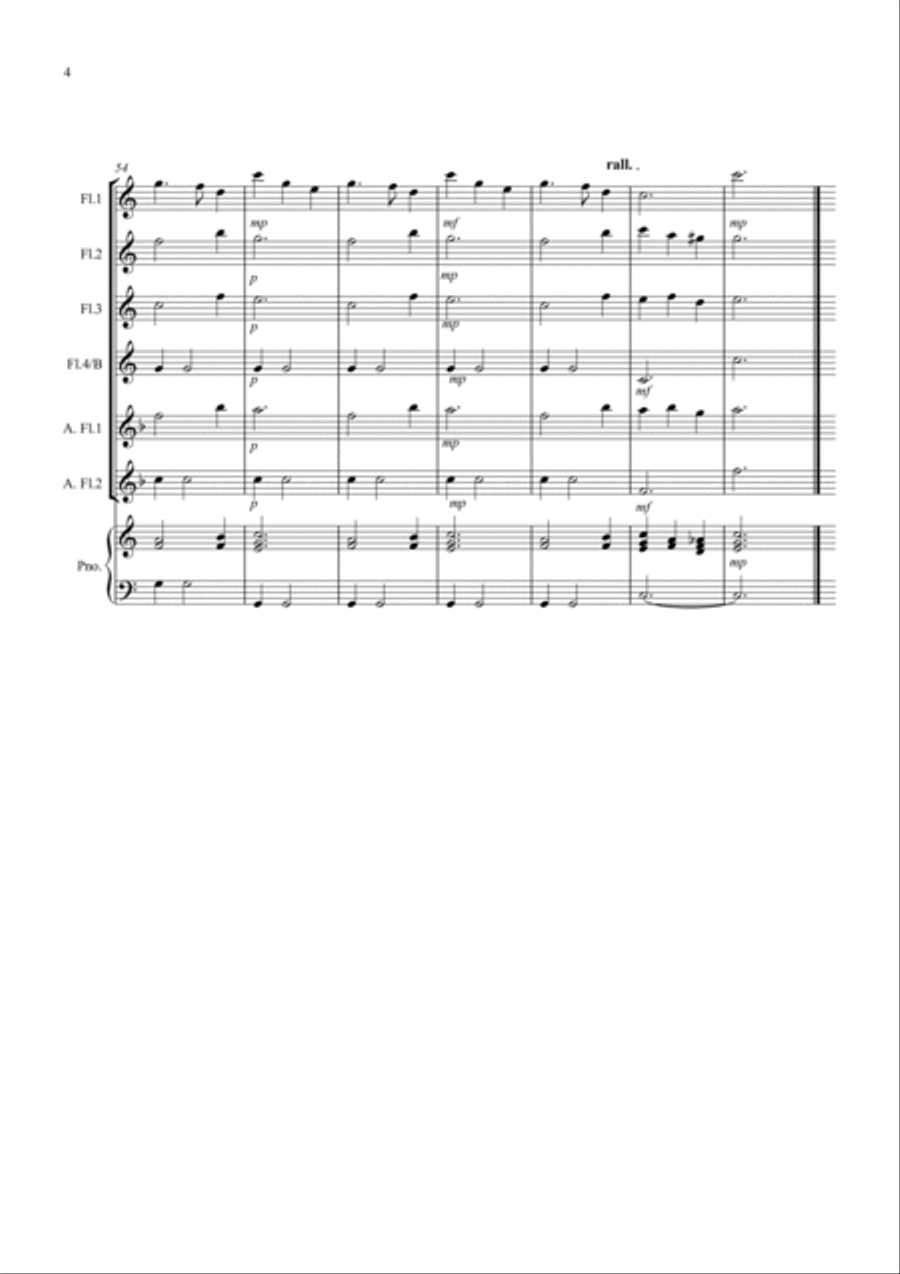 Silent Night for Flute Quartet Flute Quartet scores gallery preview page 4
