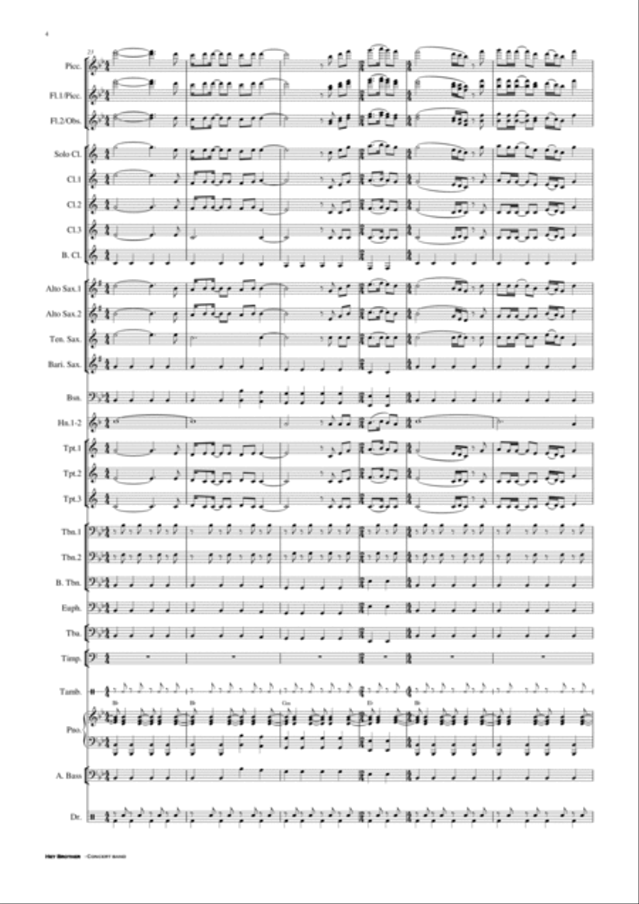Hey Brother Concert Band scores gallery preview page 5