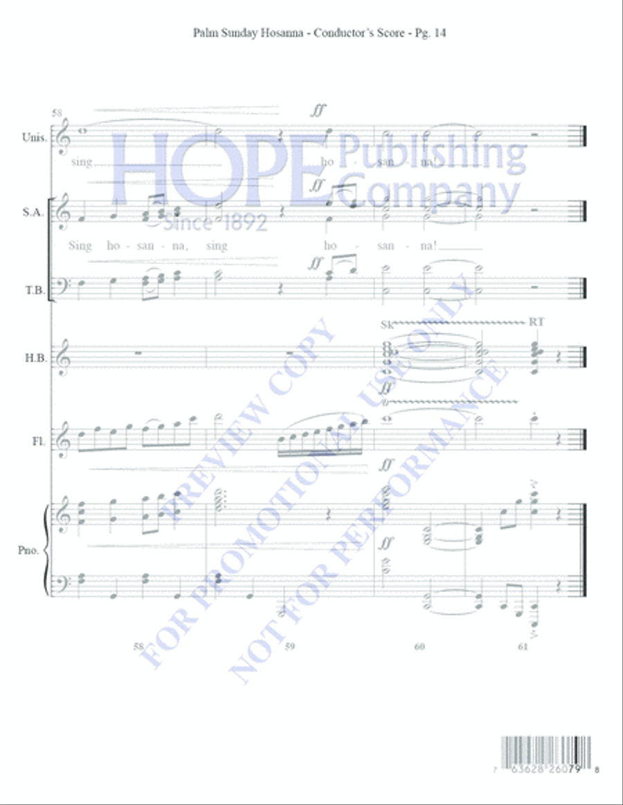 Palm Sunday Hosanna Unison Choir scores gallery preview page 16