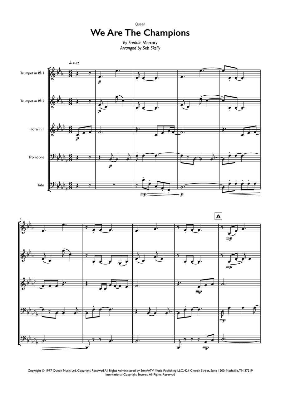 We Are The Champions Brass Ensemble scores gallery preview page 1
