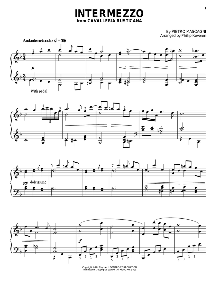 Intermezzo (arr. Phillip Keveren) Piano Solo scores gallery preview page 1
