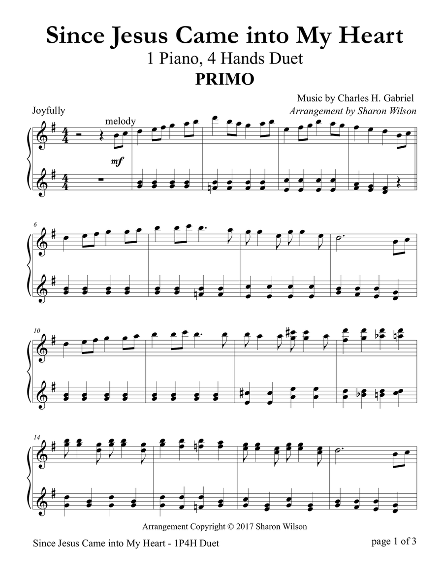 Since Jesus Came into My Heart (1 Piano, 4 Hands Duet) 1 Piano, 4-Hands scores gallery preview page 2