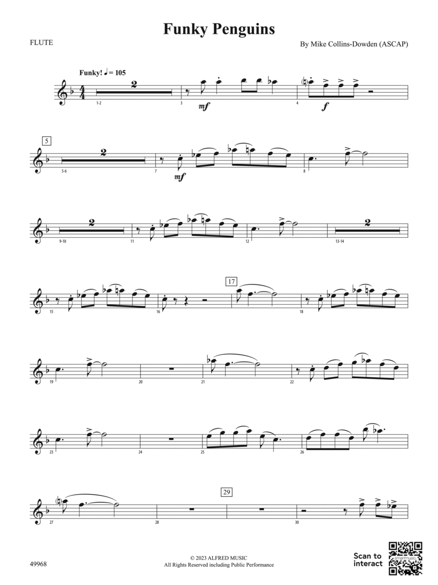 Funky Penguins: Flute Funky Penguins: Flute Concert Band scores gallery preview page 1