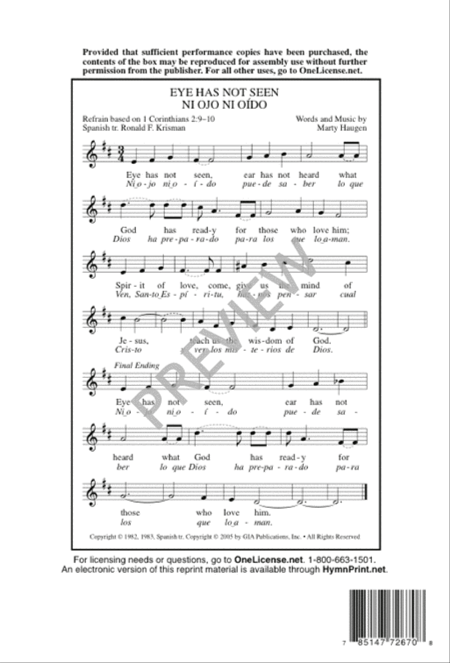 Eye Has Not Seen / Ni Ojo Ni Oído 4-Part scores gallery preview page 8