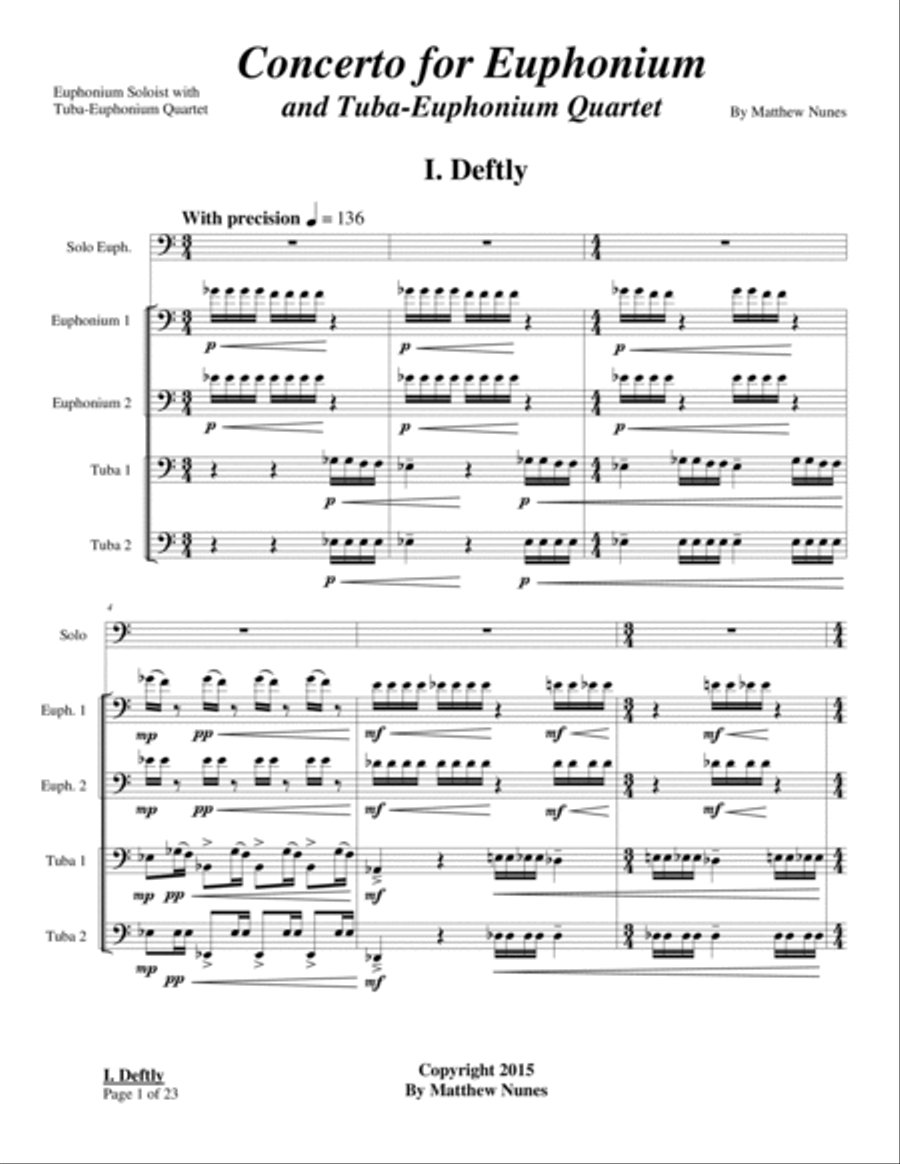 Concerto for Euphonium and Tuba-Euphonium Quartet Brass Quartet scores gallery preview page 3
