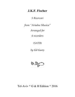 5 Ricercari from "Ariadne musica" (arrangement for 4 recorders)