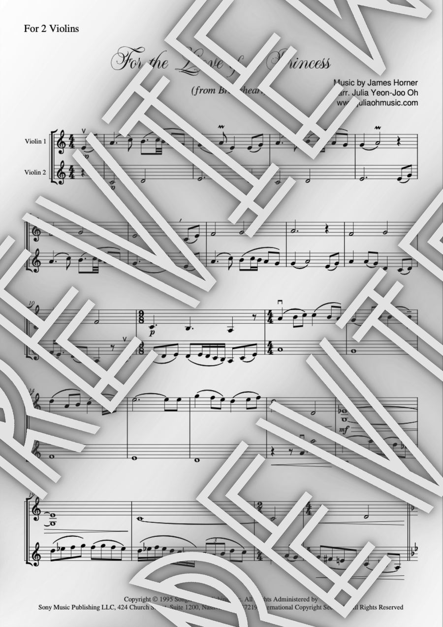 For The Love Of A Princess String Duet scores gallery preview page 1