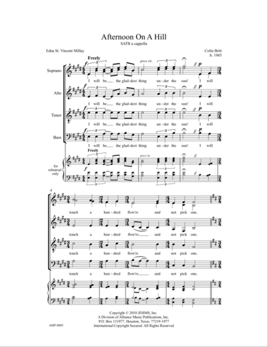Afternoon On A Hill 4-Part scores gallery preview page 5