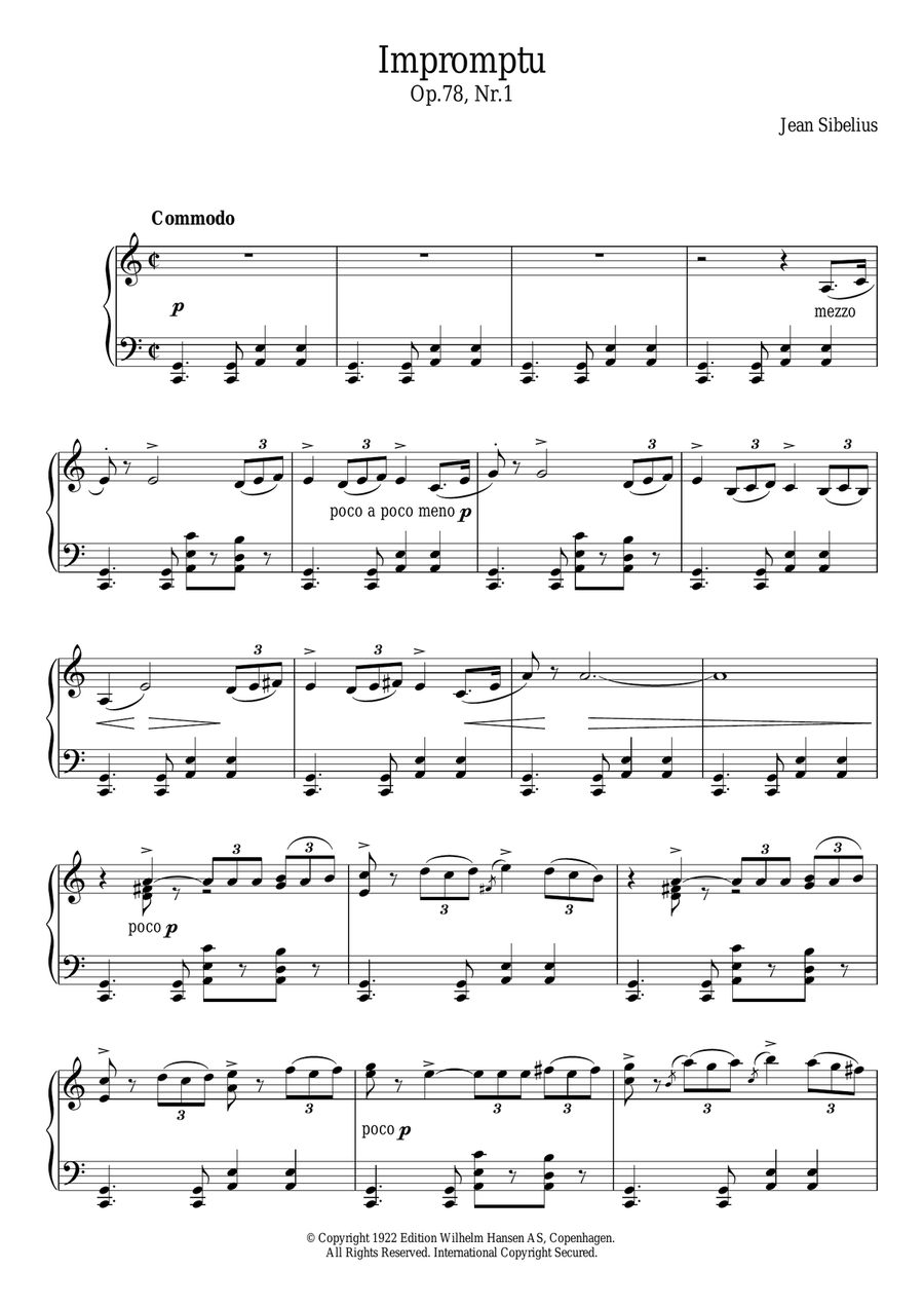 Impromptu, Op.78 No.1 Piano Solo scores gallery preview page 1