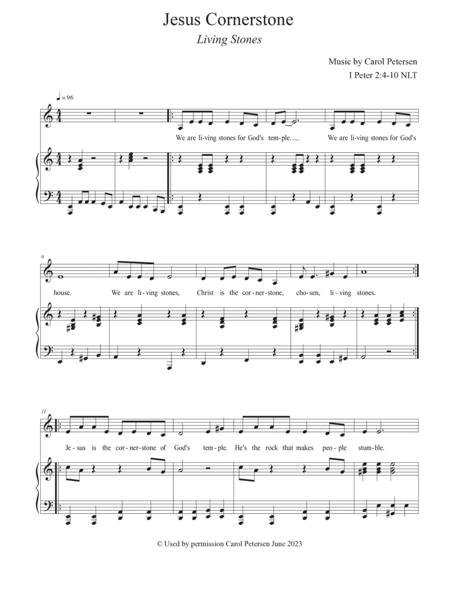 Jesus Cornerstone (Living Stones) Unison Choir scores gallery preview page 1