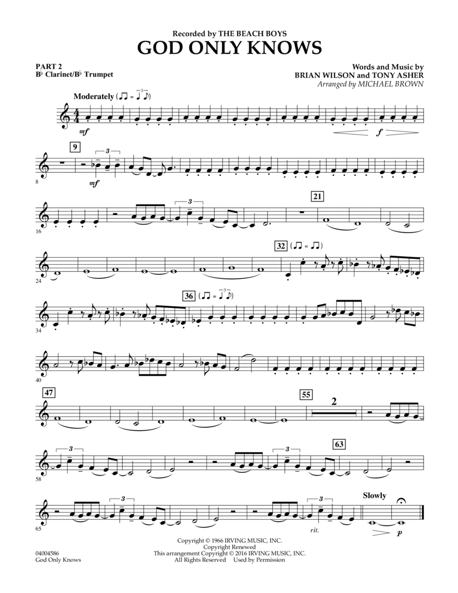 God Only Knows - Pt.2 - Bb Clarinet/Bb Trumpet Concert Band scores gallery preview page 1