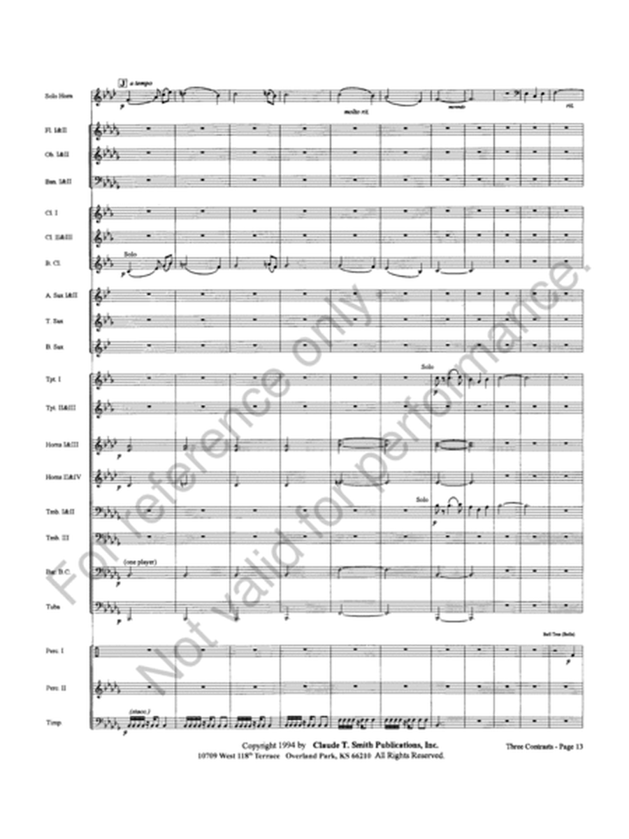 Three Contrasts For Solo Horn And Wind Ensemble image number null