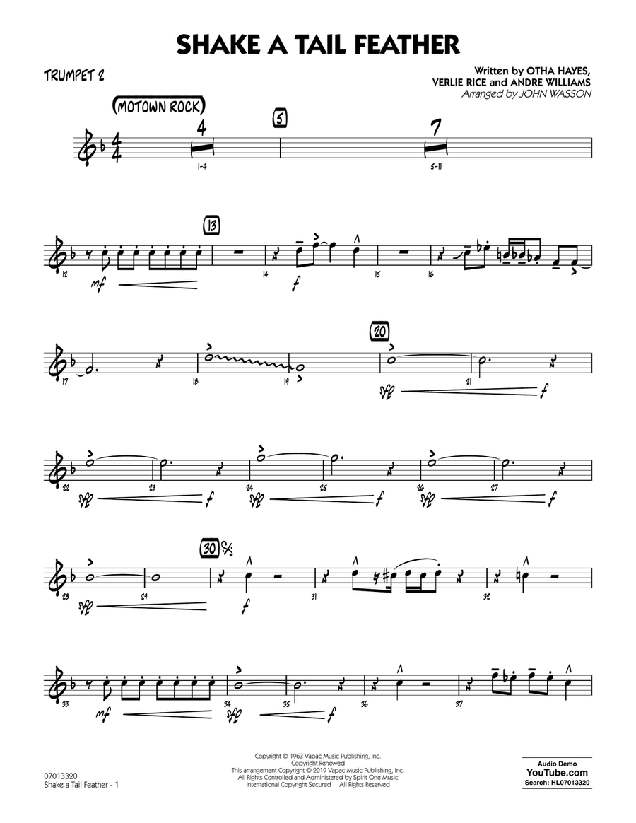 Shake a Tail Feather (arr. John Wasson) - Trumpet 2 Jazz Ensemble scores gallery preview page 1