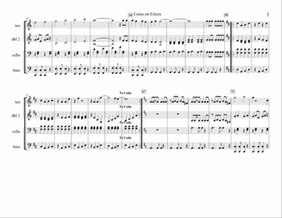Come On Eileen Percussion Ensemble scores gallery preview page 3
